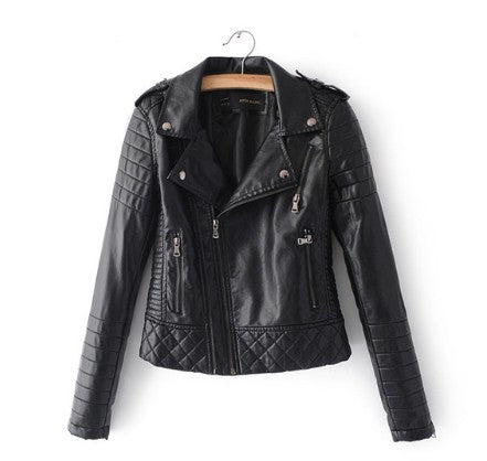 New Fashion Women Spring Autumn Soft Faux Leather Jacket Lady